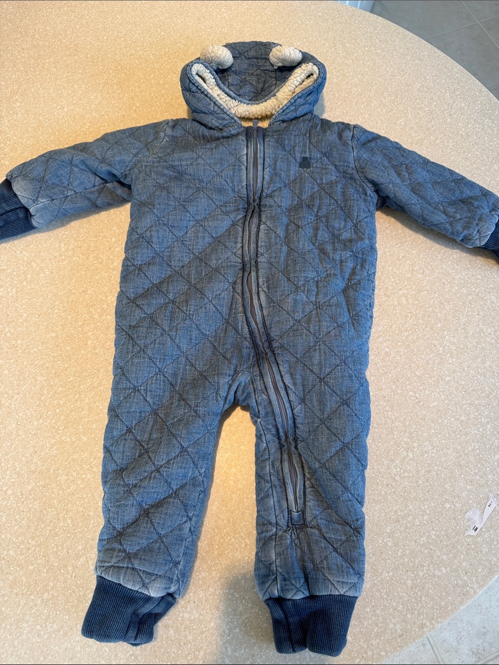 GAP Quilted Navy Blue Sherpa-Lined One-Piece Snowsuit - Picture 1 of 2